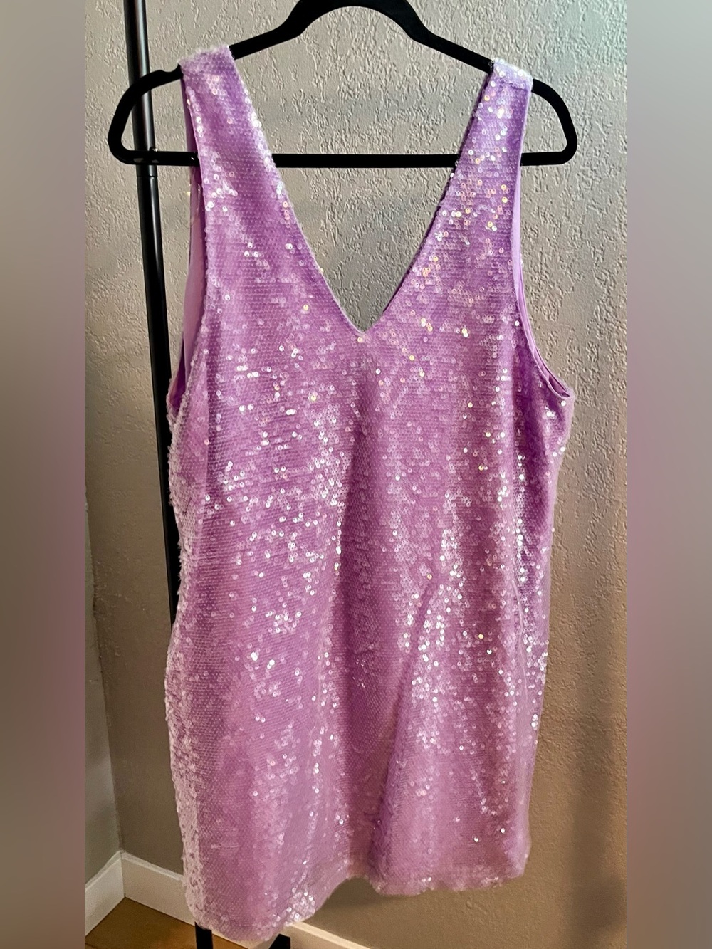 a new day Lavender Sequin V-Neck Tank Dress